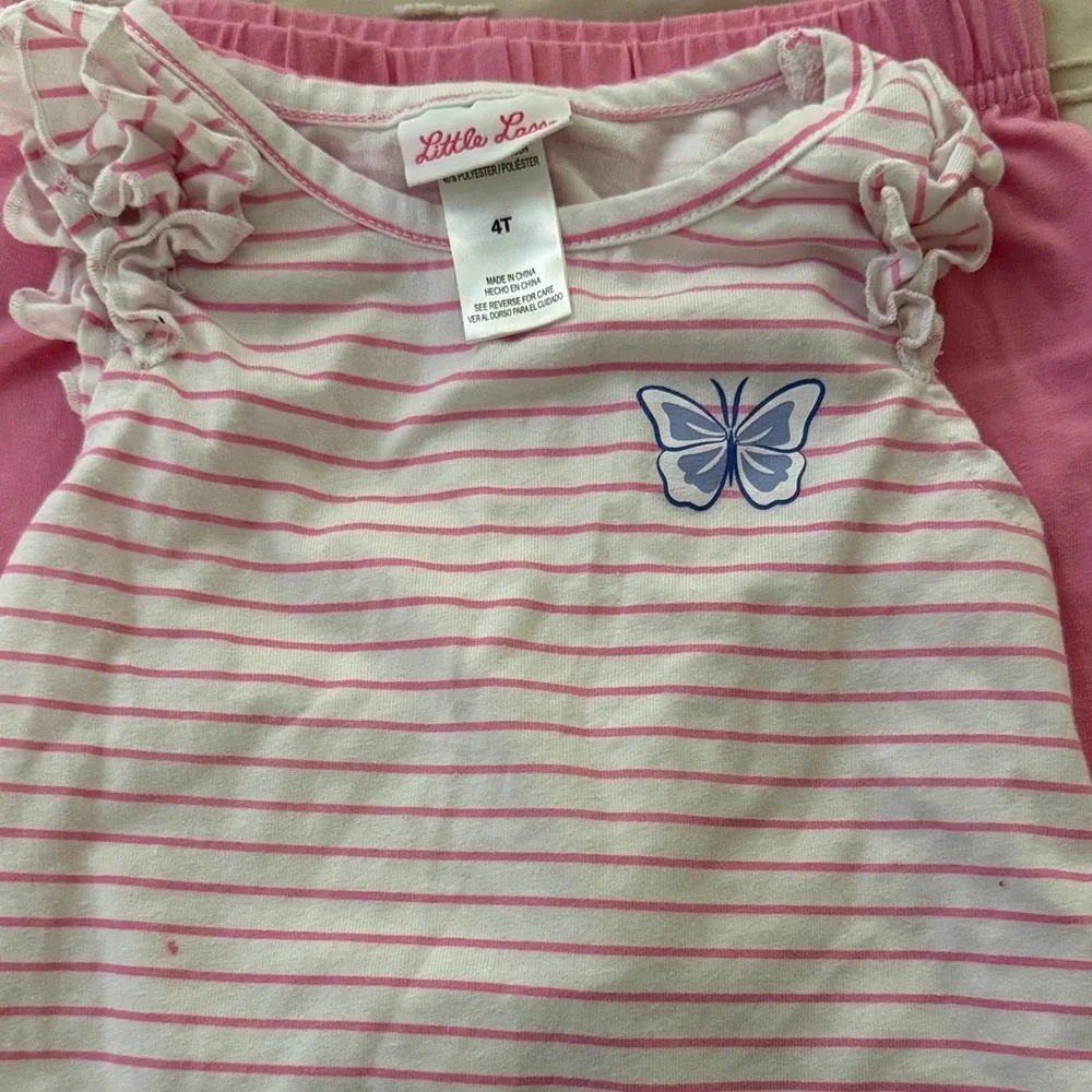 Little Lass Pink and White Striped Butterfly Outfit